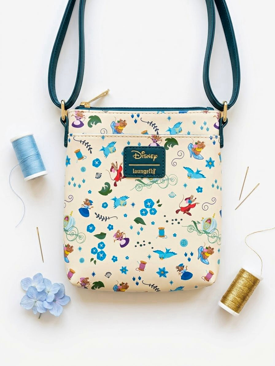 Loungefly x Disney • Cinderella Mice Sewing Triple Pocket Crossbody Bag Vaulted