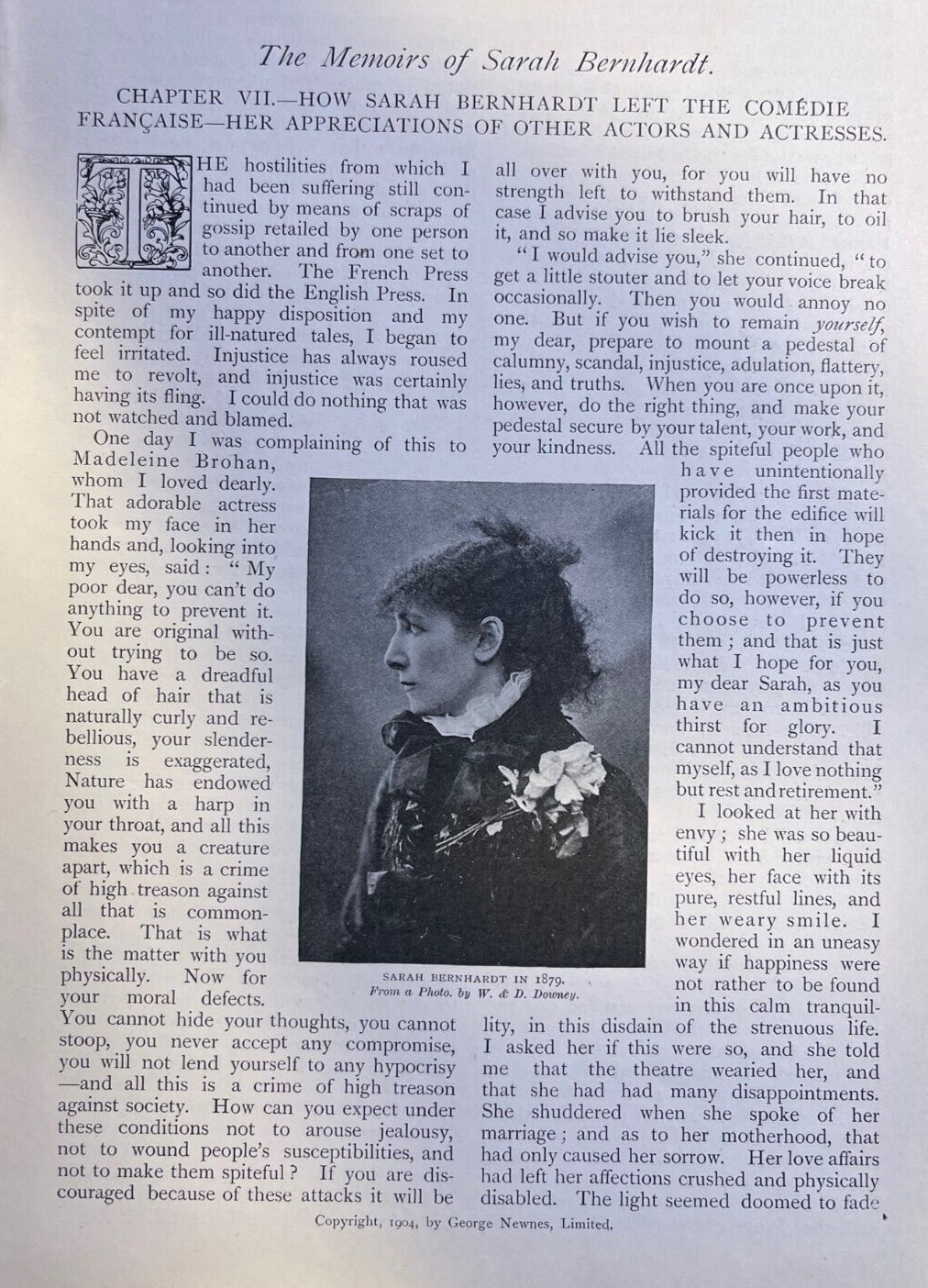 1904 Actress Sarah Bernhardt Comedie Francaise