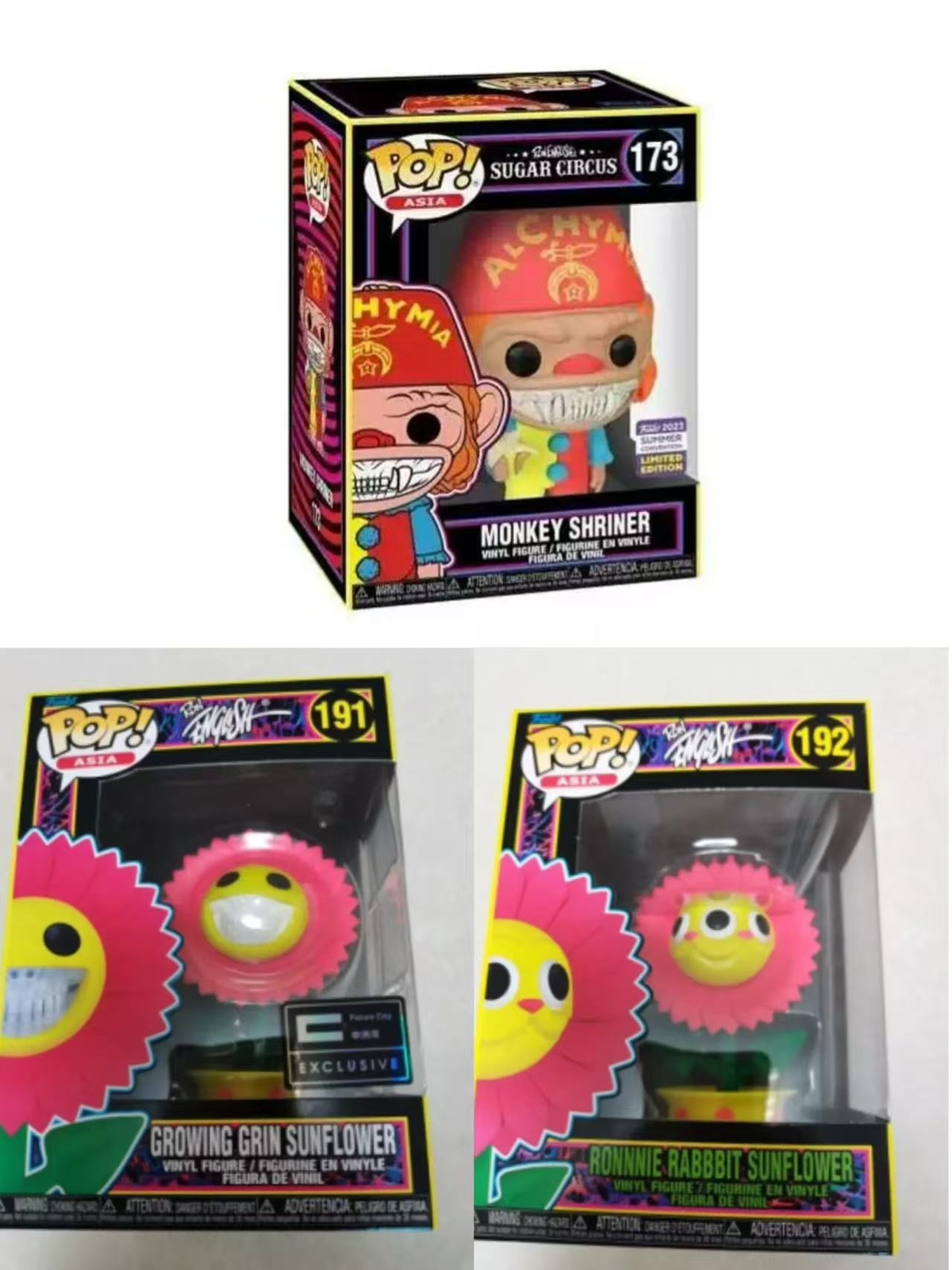 Funko Pop 3PCS SET 173+191+192 MONKEY SHRINER/GRIN sunflower/Rabbit Sunflower