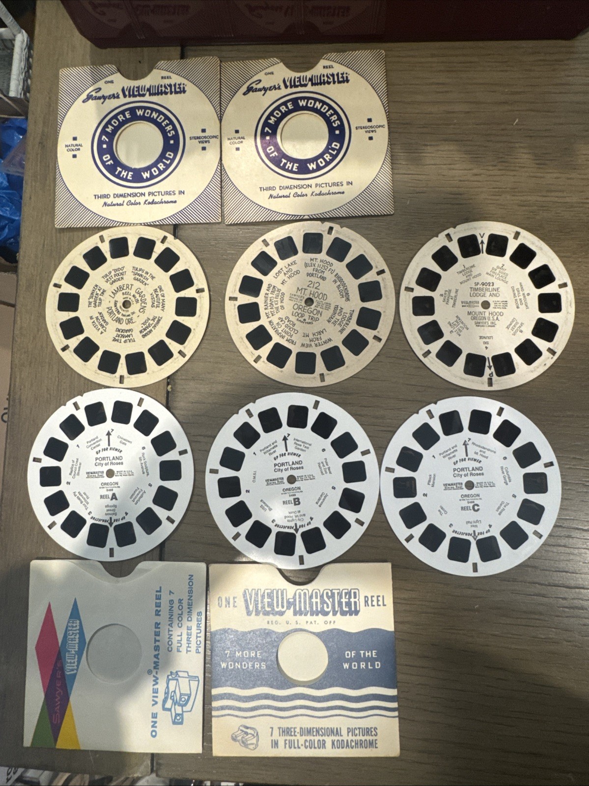 6 Vintage View-Master Reels Oregon Lot - Tan Cardboard & Portland 3-Reel Set