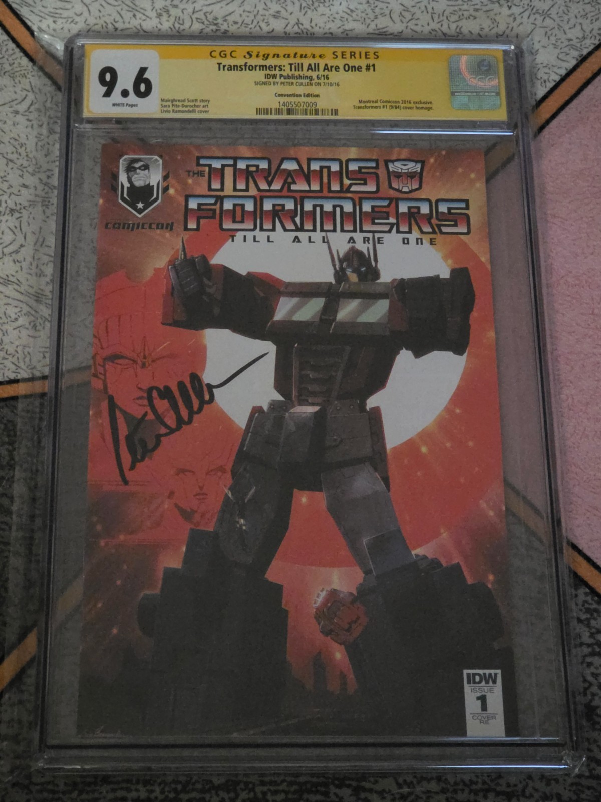 Transformers:Till All Are One #1 JUNE1,2016 CGC9.6 Signed Peter Cullen