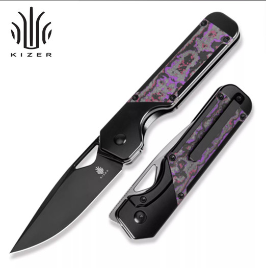 Kizer Militaw Fatcarbon+Titanium  Handle Frame Lock S45VN Steel Blade Ki3634A2