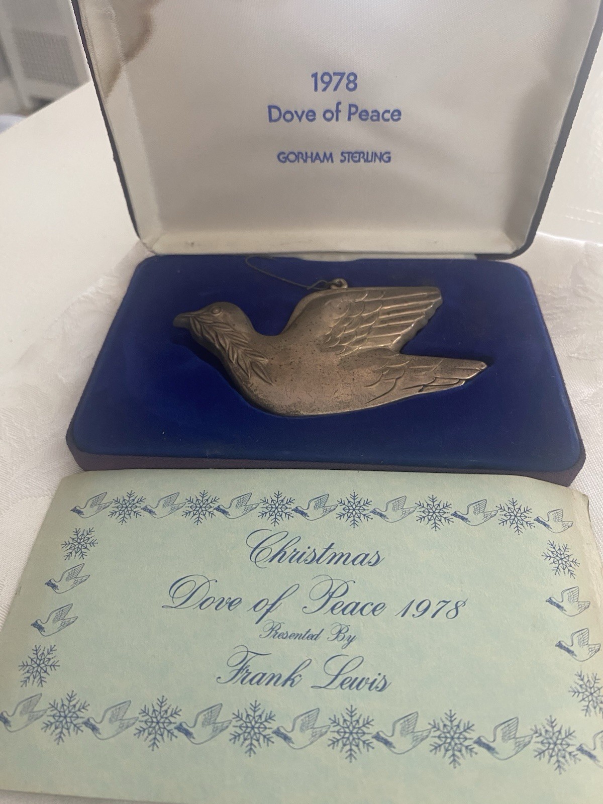 1978 Gorham Sterling Silver Dove Of Peace Christmas Ornament W/BOX & COA