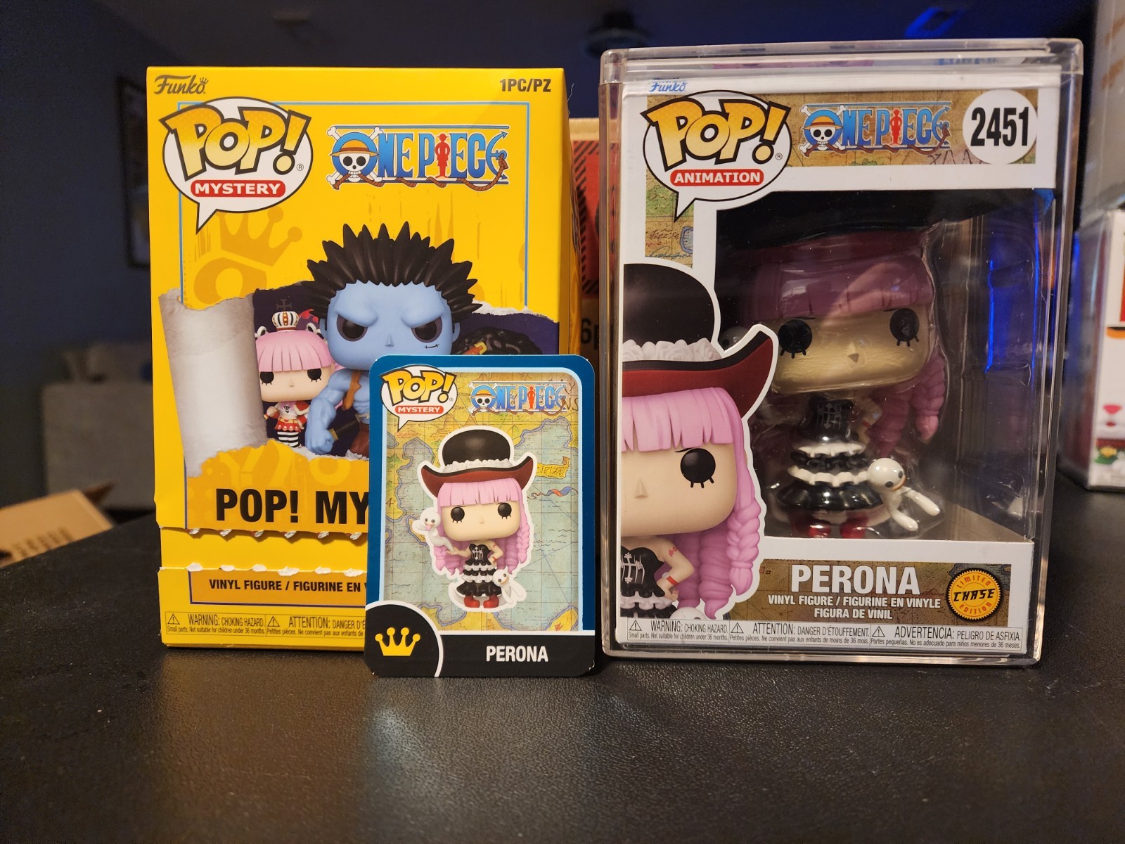 One Piece Perona 2451 Funko Pop CHASE, 1 of 72 With Card Mystery Box 