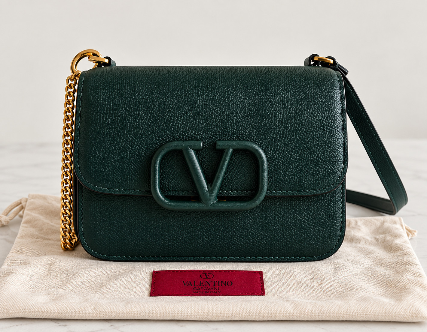 Valentino Vsling Women’s Green Crossbody Bag Gold Hardware