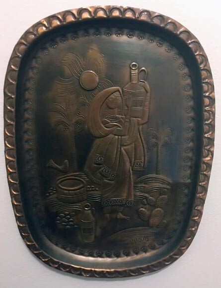 Rachel By Water Well Messica Copper Hanging Wall Tray Israel Etched Hammered 