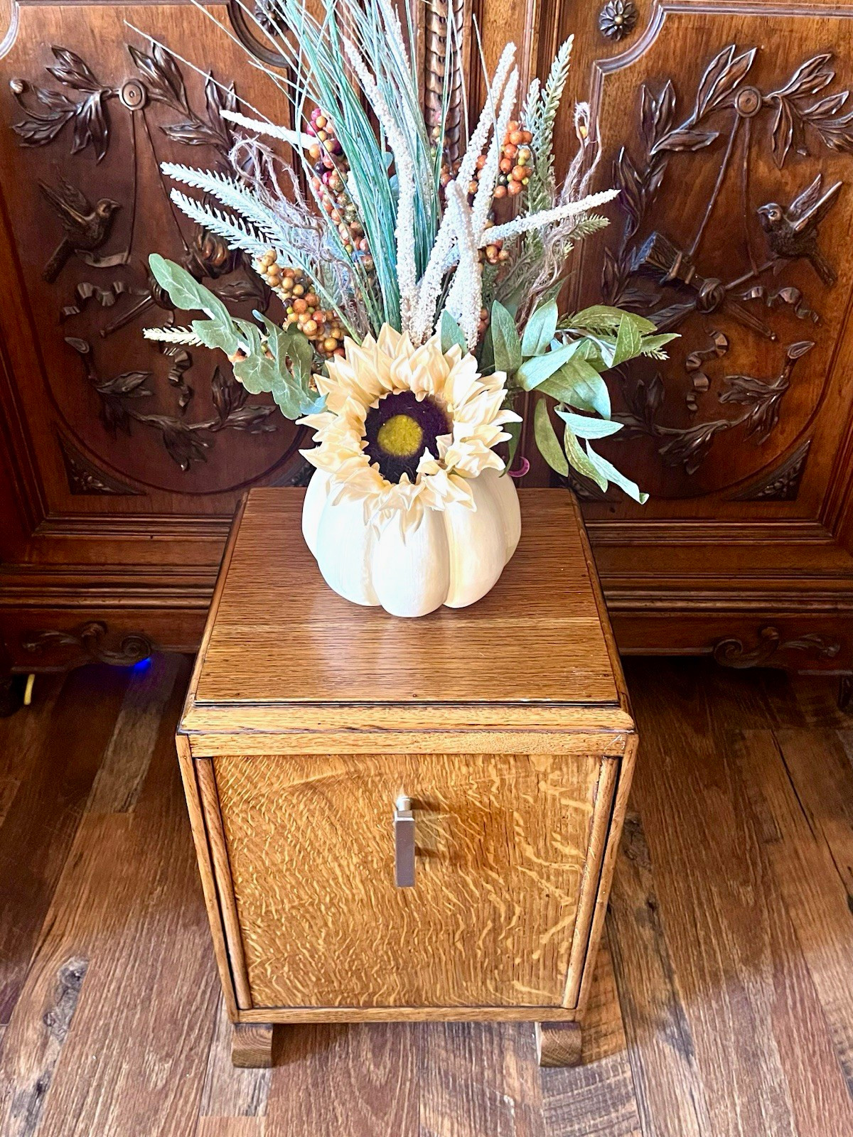 Antique Oak Cabinet Coal Purdonium made in England by Rexware