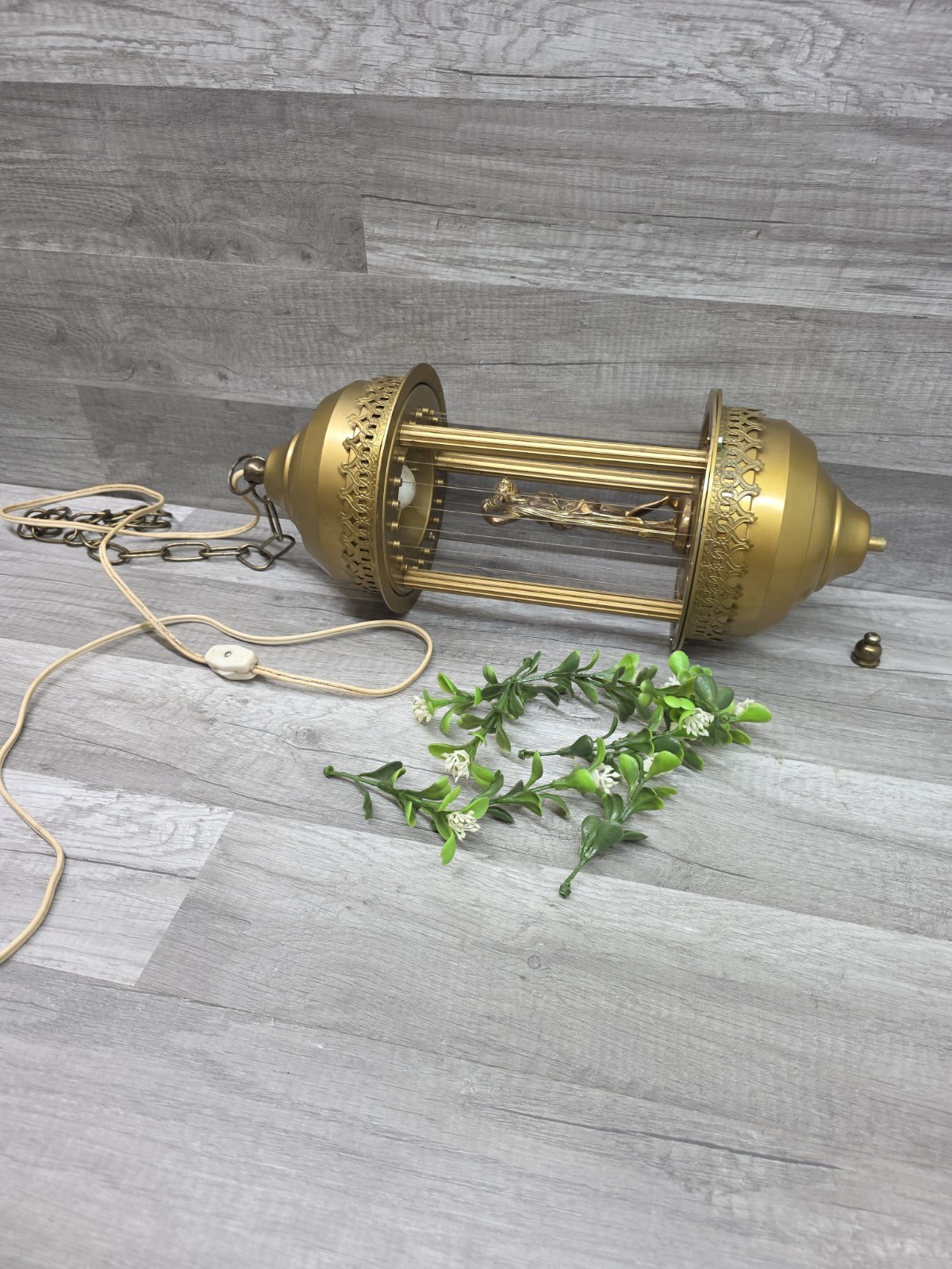 Vintage 1970s Greek Goddess Hanging Oil Rain Lamp