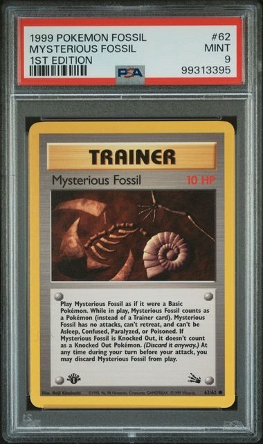 Mysterious Fossil – 1st Edition – PSA 9 – Fossil - 1999 #62/62 – Pokemon Vintage