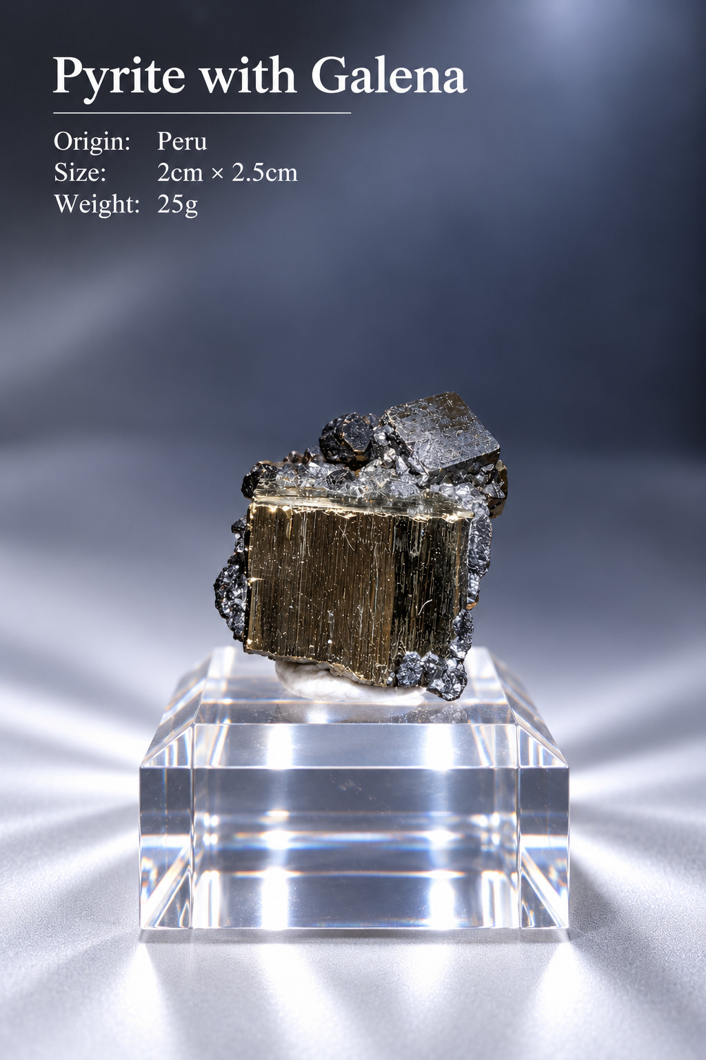 Pyrite with Galena Peru Collector Miniature Metallic Mineral Specimen 25g
