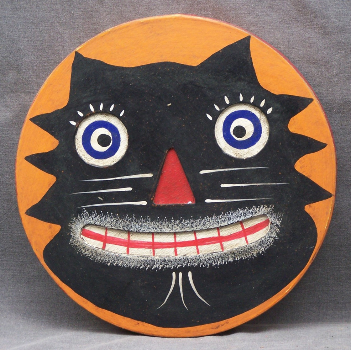 Vintage Rick Conant Style Folk Art Black Cat Halloween Box Reproduction