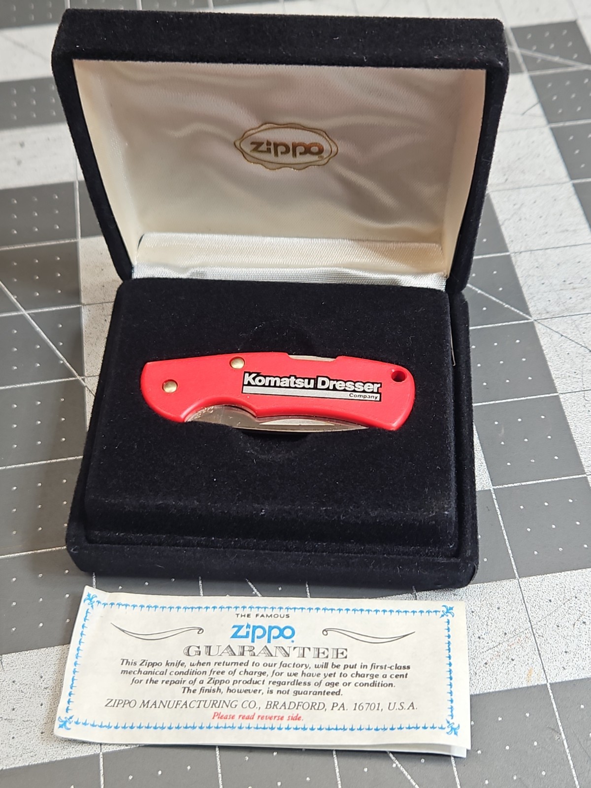 Vintage Komatsu Dresser  Advertising Stainless Red Zippo Pocket Knife New MC4 