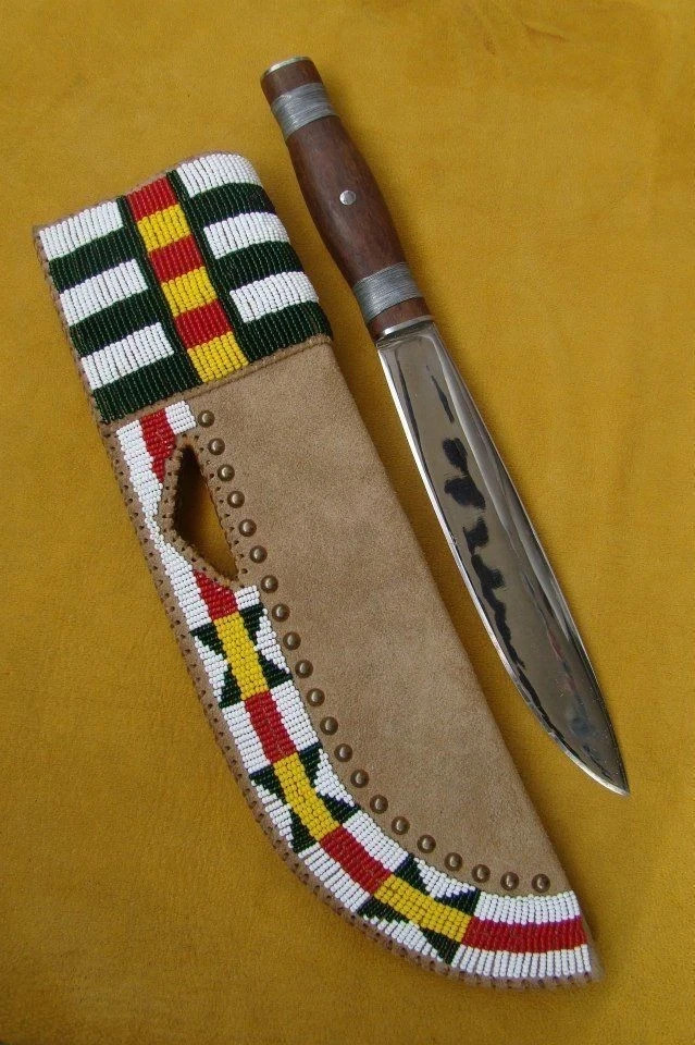 Native American Vintage Style Beaded Leather Knife Sheath Sioux Cheyenne