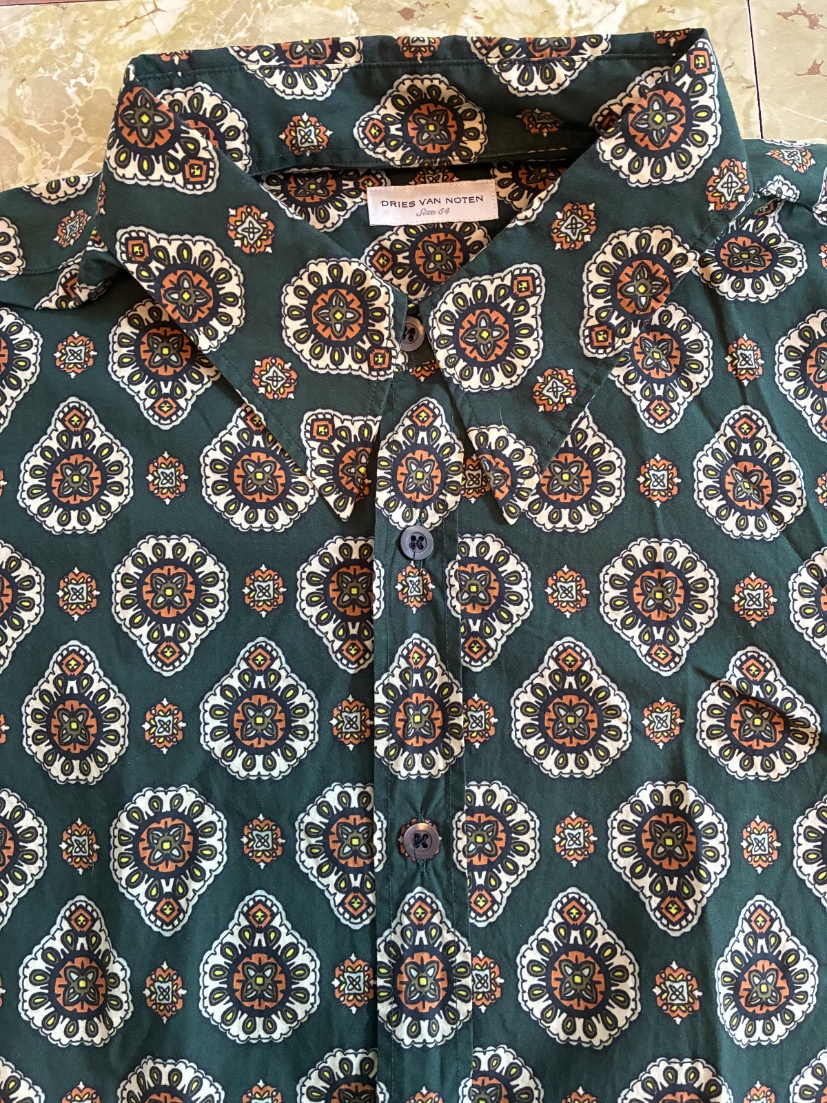 Dries Van Noten Shirt, Men's Size 54 (M/L), 100% Cotton, Geometric Print