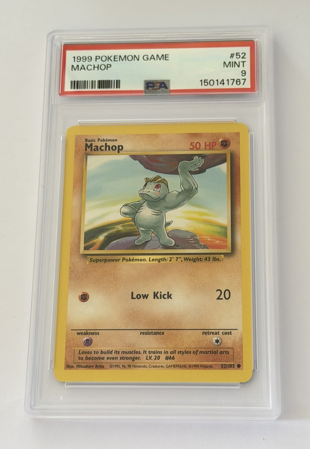 1999, Machop, #52, Pokemon Game, PSA 9