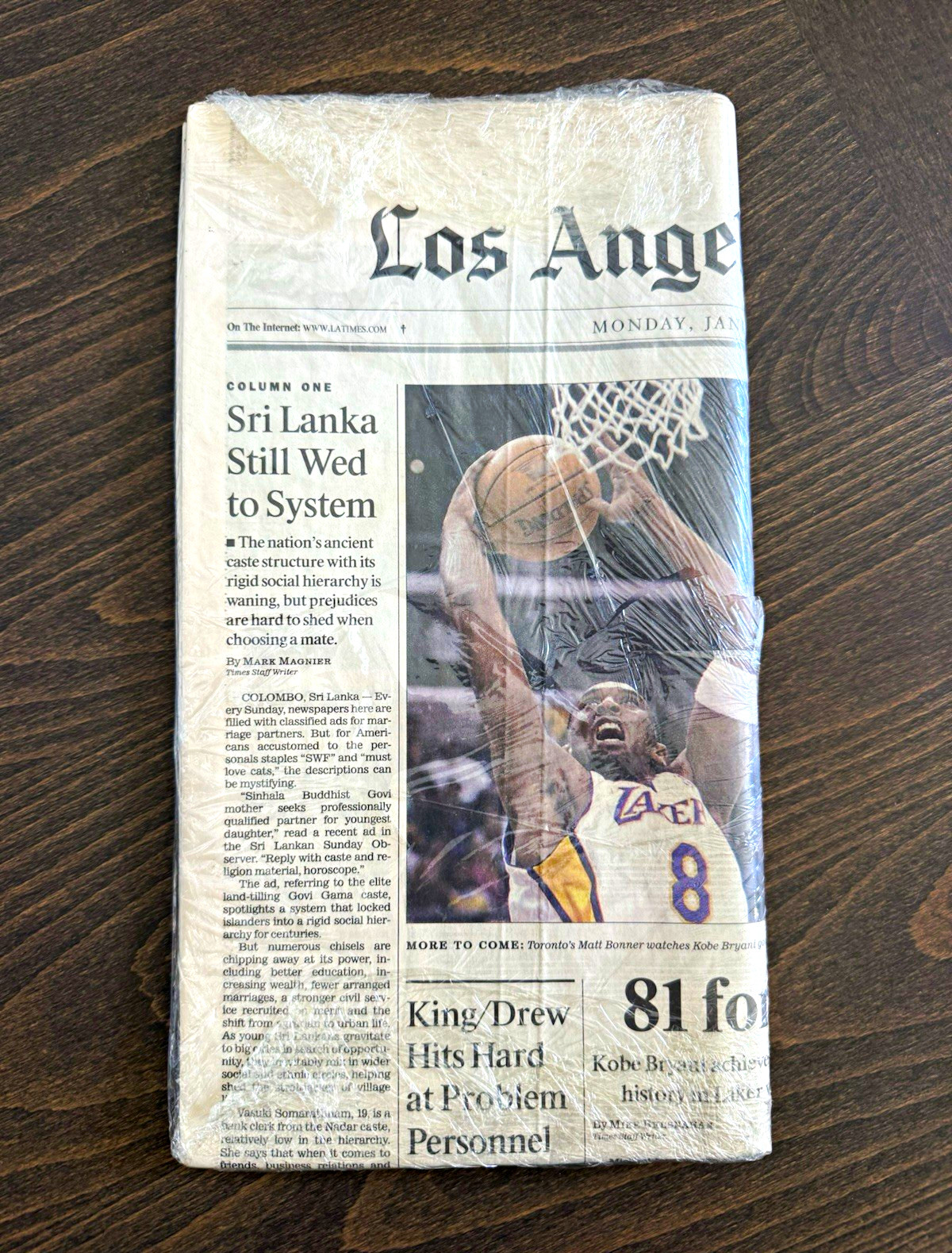 Los Angeles Times 2006 cover of Kobe Bryant’s historic 81-point performance