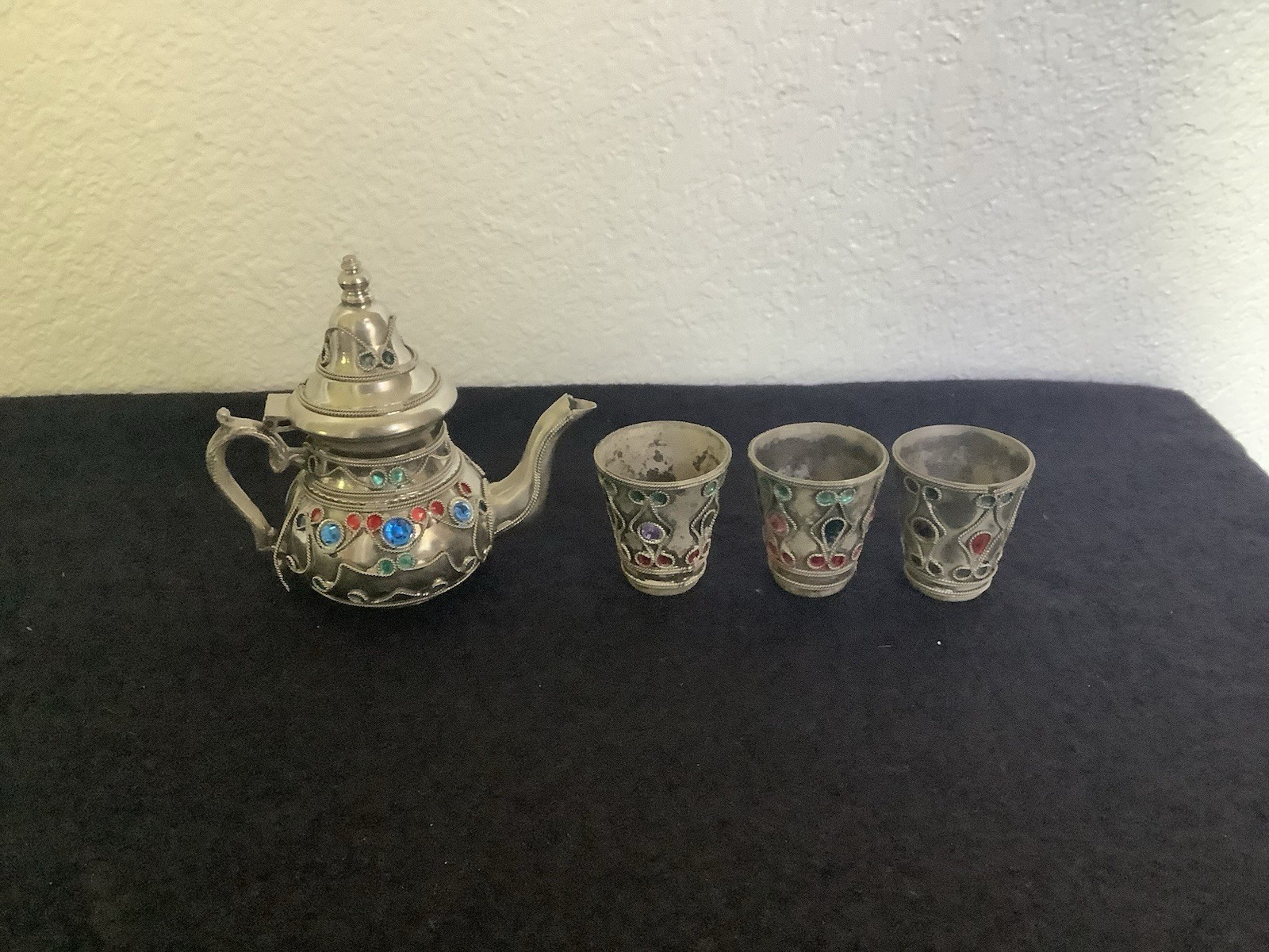 MOROCCAN TEAPOT ISLAMIC Silver Plated DECORATIVE RARE HANDMADE SIGNED/Stamped