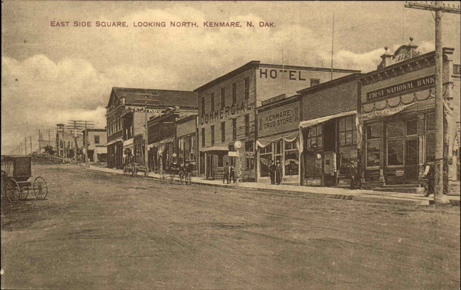 Kenmare North Dakota ND Eat Side Square Street Scene c1910 Postcard
