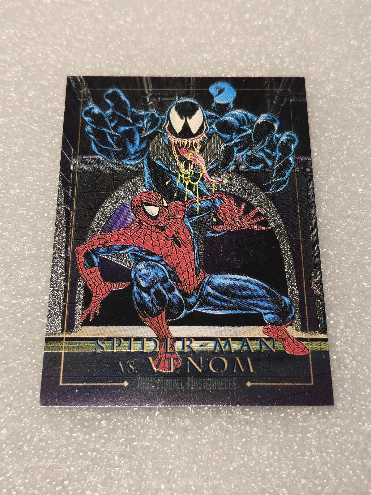 1992 SkyBox Marvel Masterpieces Spider-Man vs Venom #4-D Battle Spectra Card NM