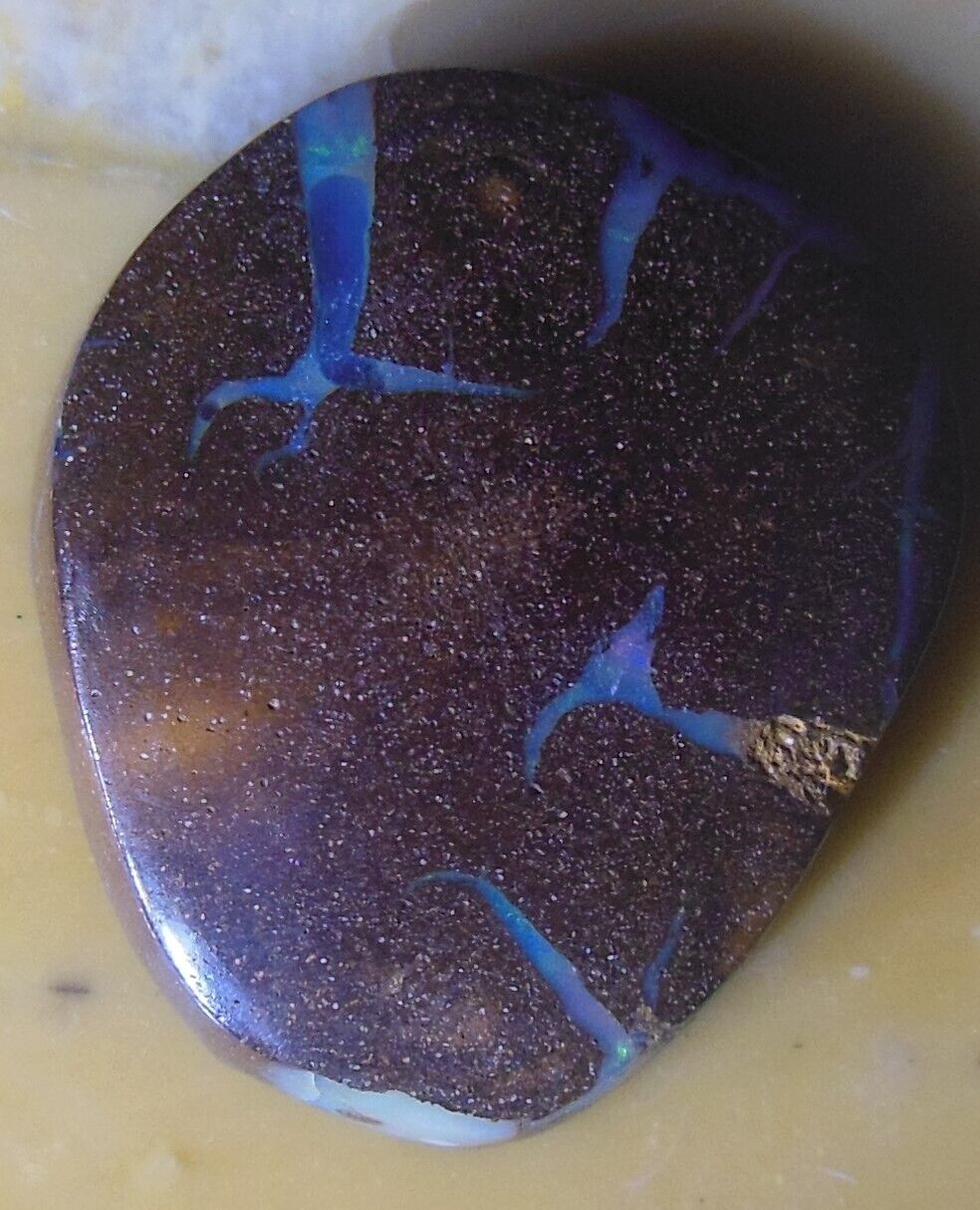 26.05ct Australian boulder opal cabochon. Freeform, Untreated, bicolor, see vid