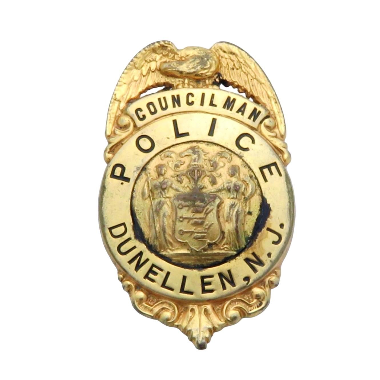 Antique Vintage Obsolete Dunellen NJ Police Councilman Badge C.G. Braxmar Co NY