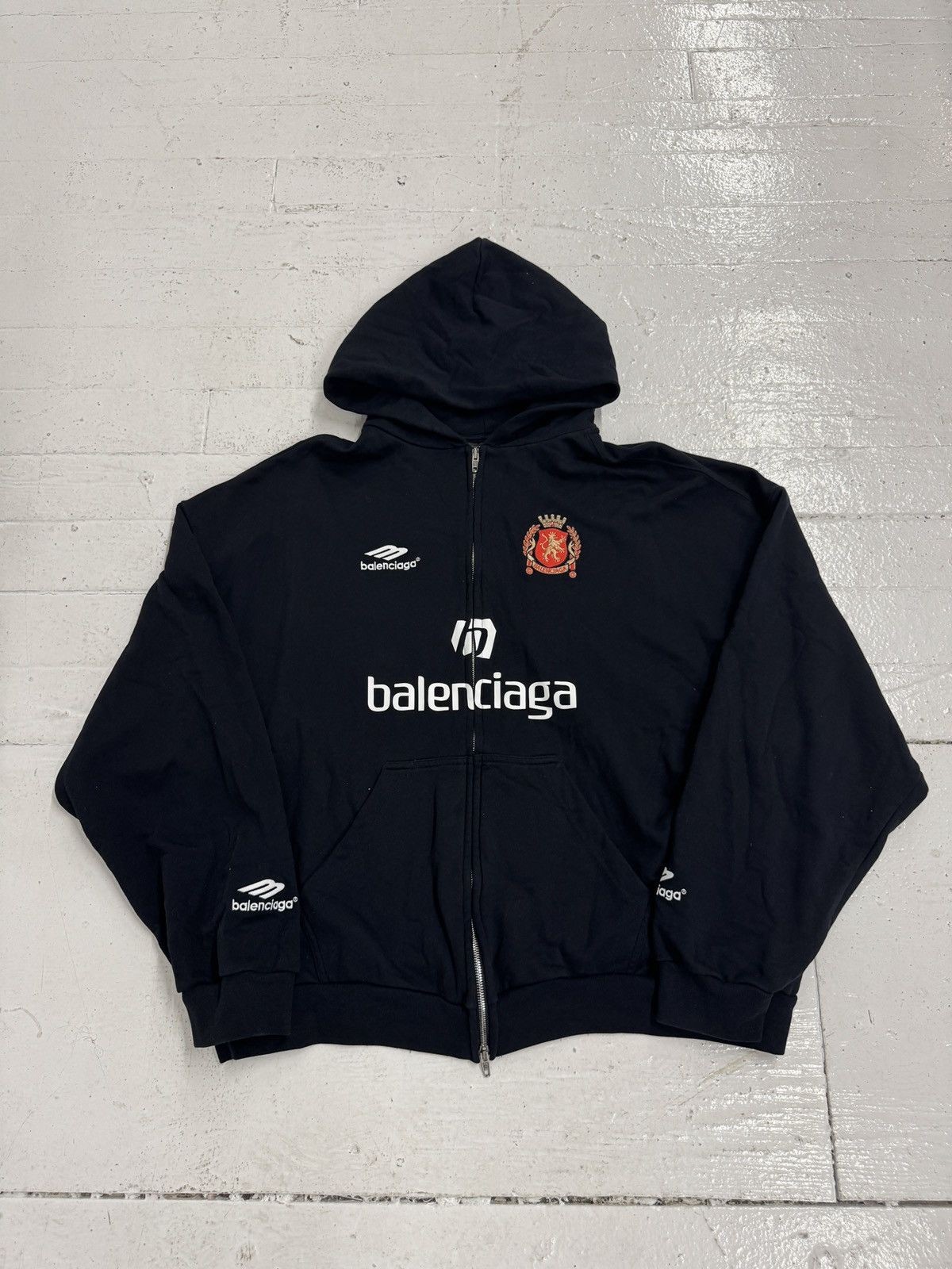 Balenciaga Paris Soccer Medium Fit Zip-Up Hoodie