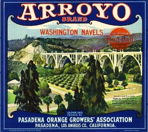 f15 Pasadena California Arroyo Seco Bridge Orange Citrus Label Fridge Magnet