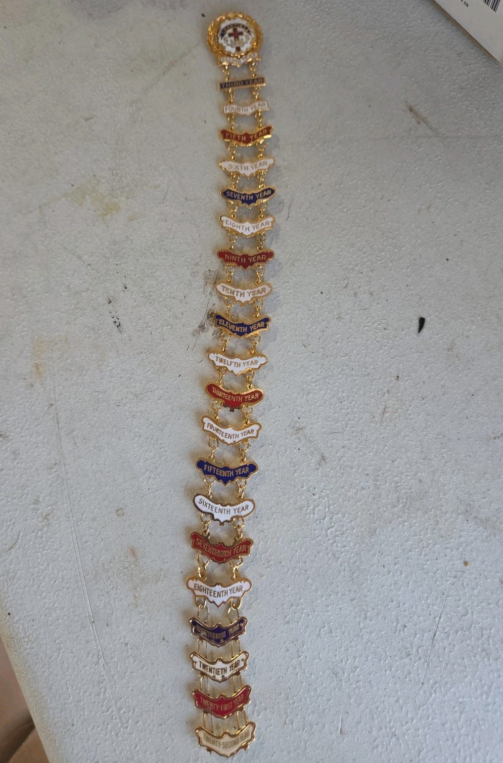 Vintage Baptist Sunday School 22 Year Perfect Attendance Medal Chain Ladder