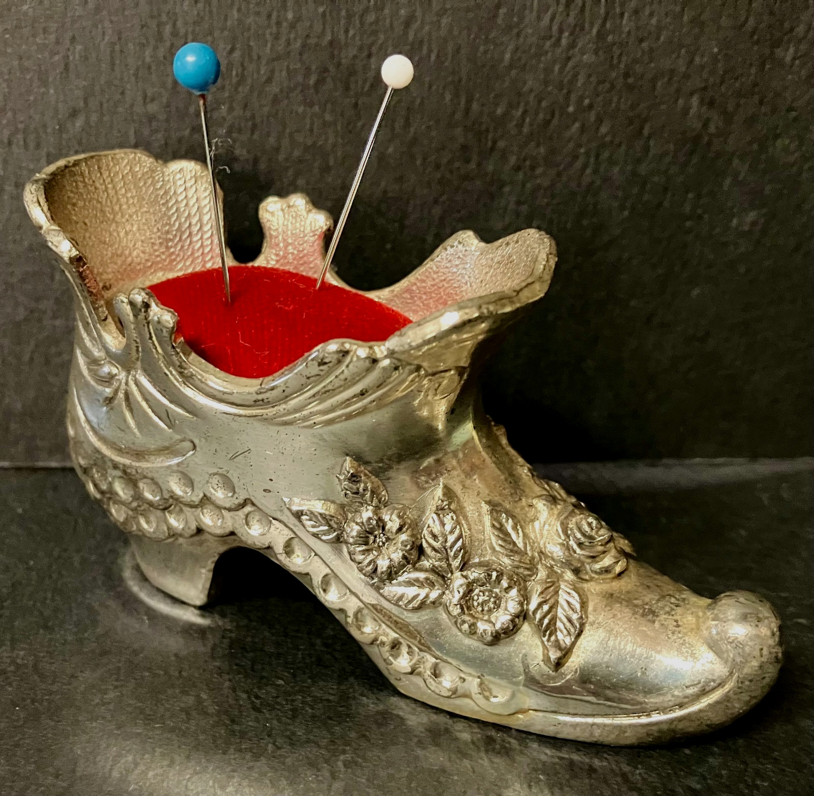 Vintage - Victorian Style Shoe Pin Cushion - Cast Metal
