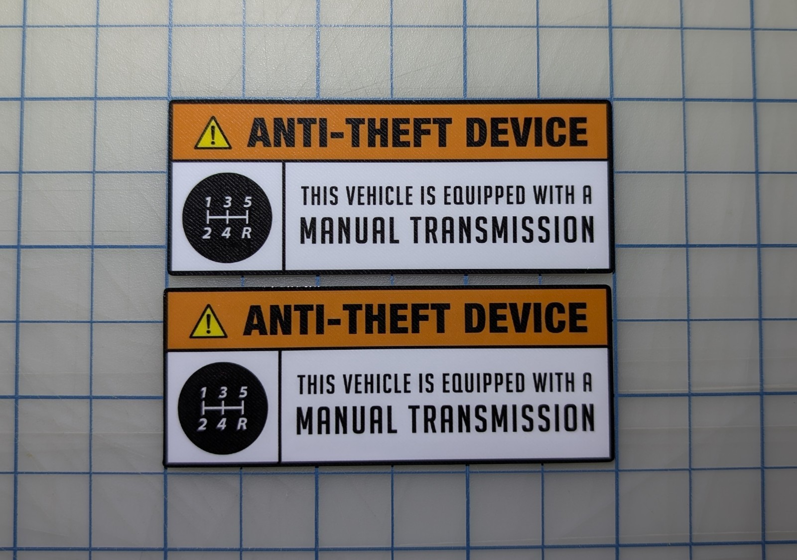 Equipped with a Manual Transmission Anti-Theft Sicker/Decal- 2 pack