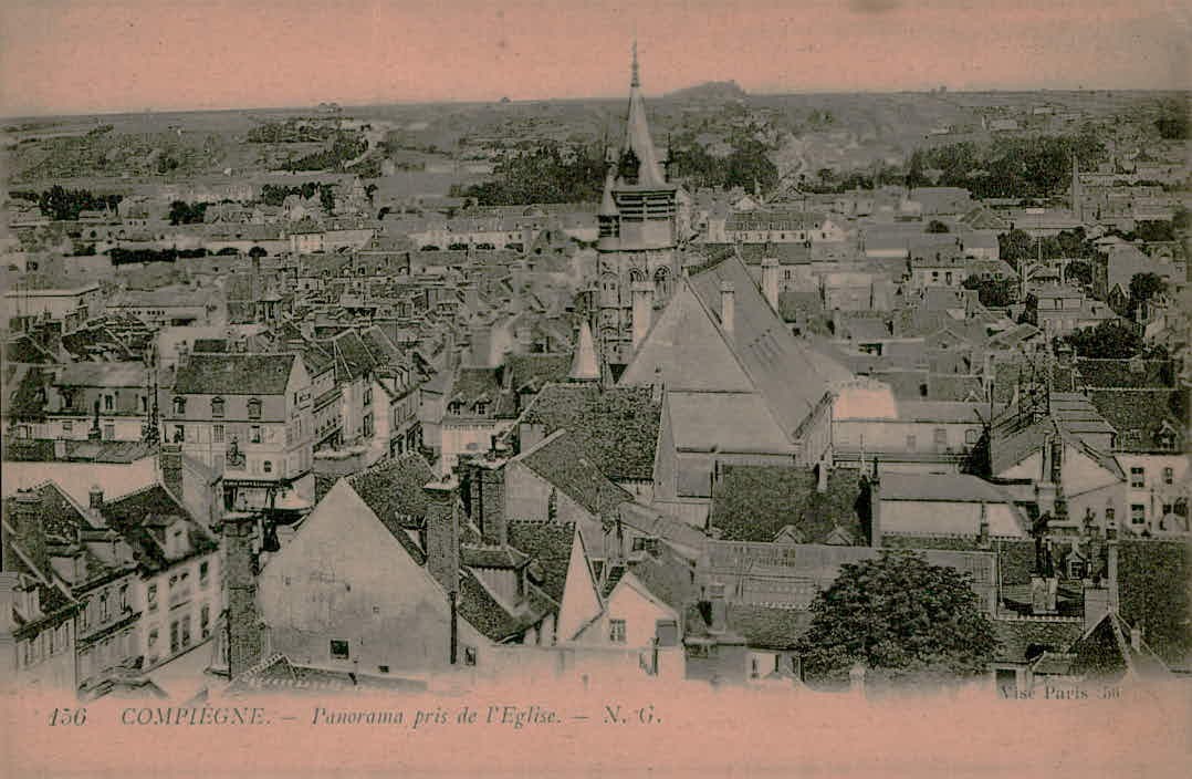 Compiègne France Panorama Taken From Church Vintage Postcard