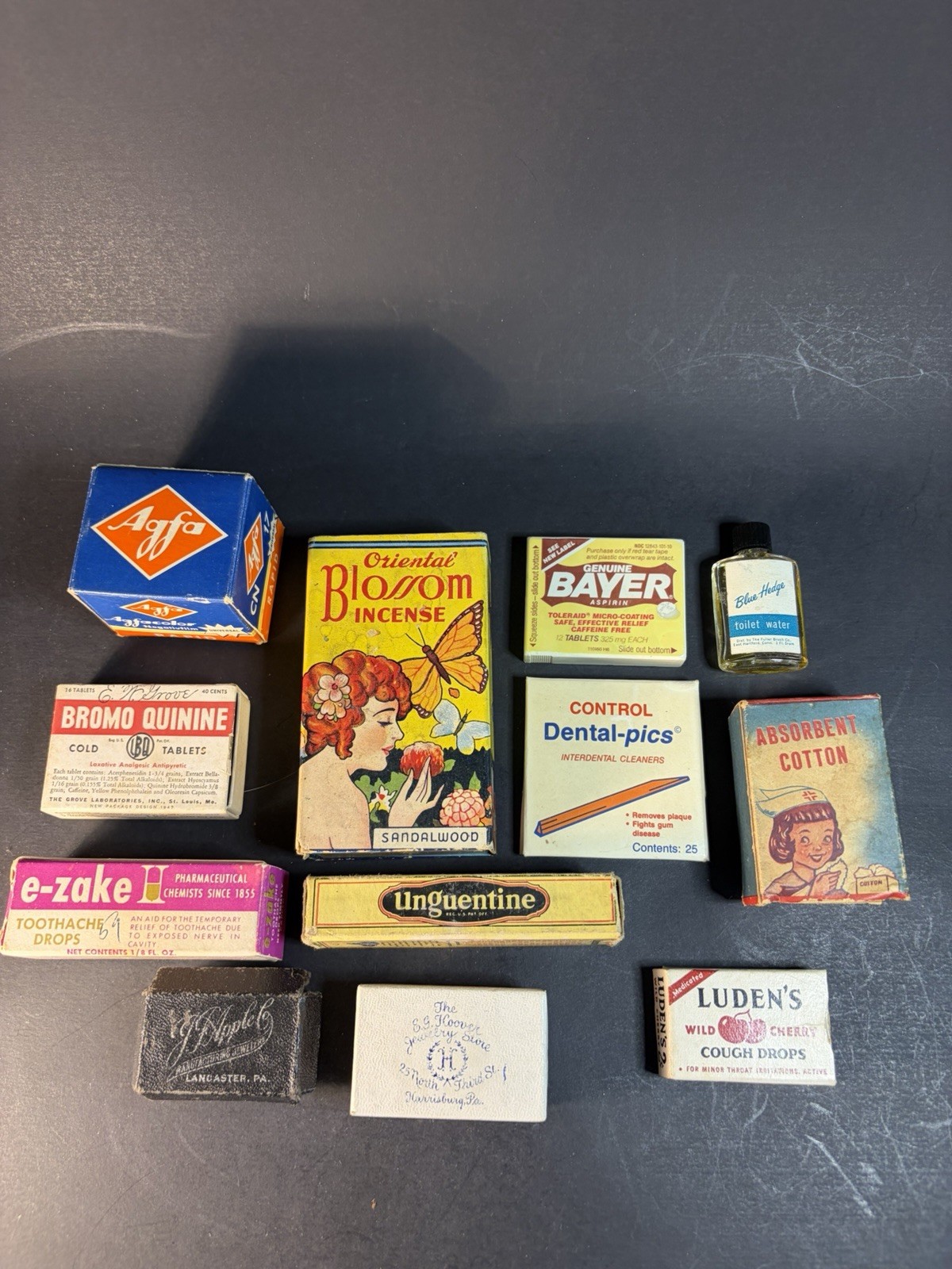 12 vintage Cardboard advertising Boxes lot Medical Ointments Pills Incense