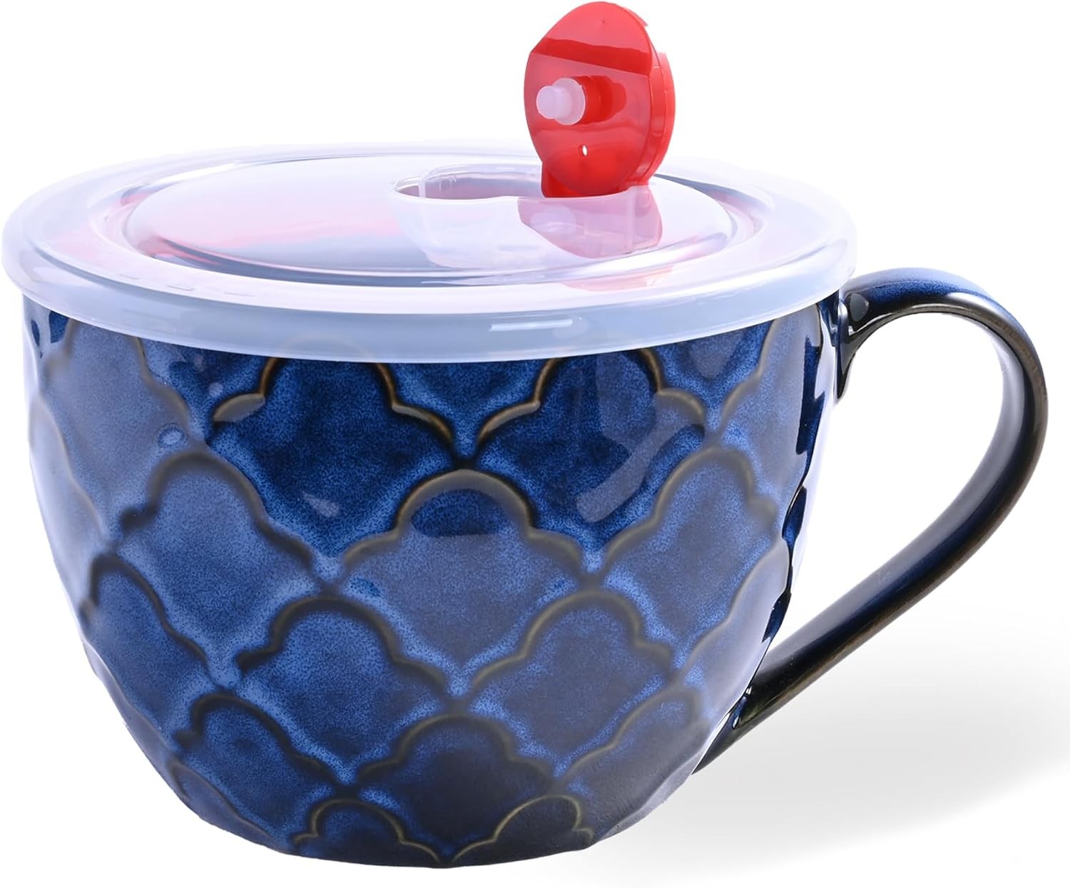 Soup Bowl, Ceramic Soup Mugs with Handles, 24 oz Soup Mug/Cup with Lid | Large