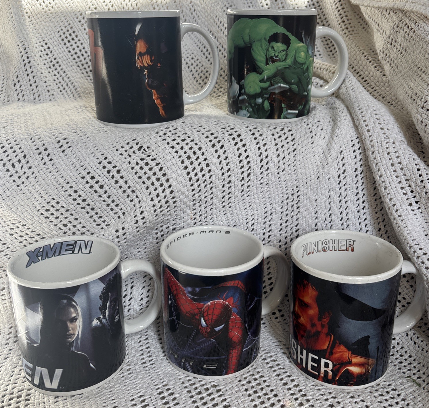 Marvel Ceramic Coffee Mugs NECA  Set Of  5 From 2003&4