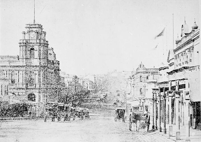 Melbourne Victoria 1885 - Looking east along Bourke Street. The Me- Old Photo