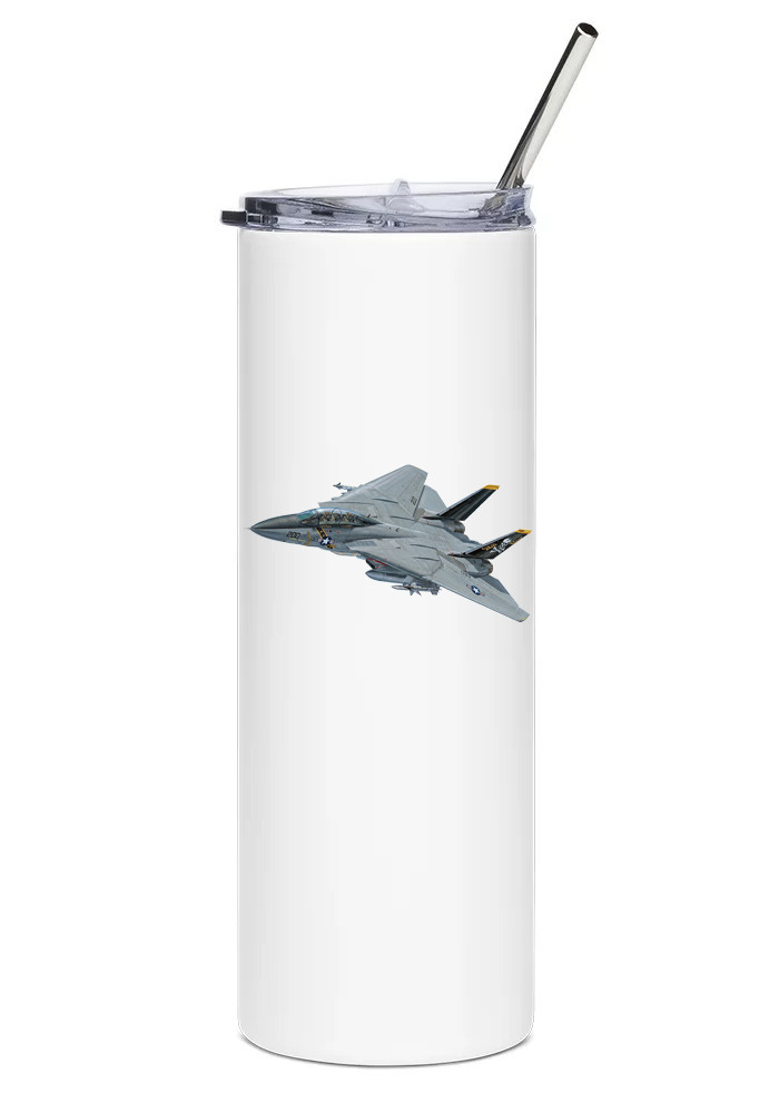 Grumman F-14D Tomcat Stainless Steel Water Tumbler with straw - 20oz.