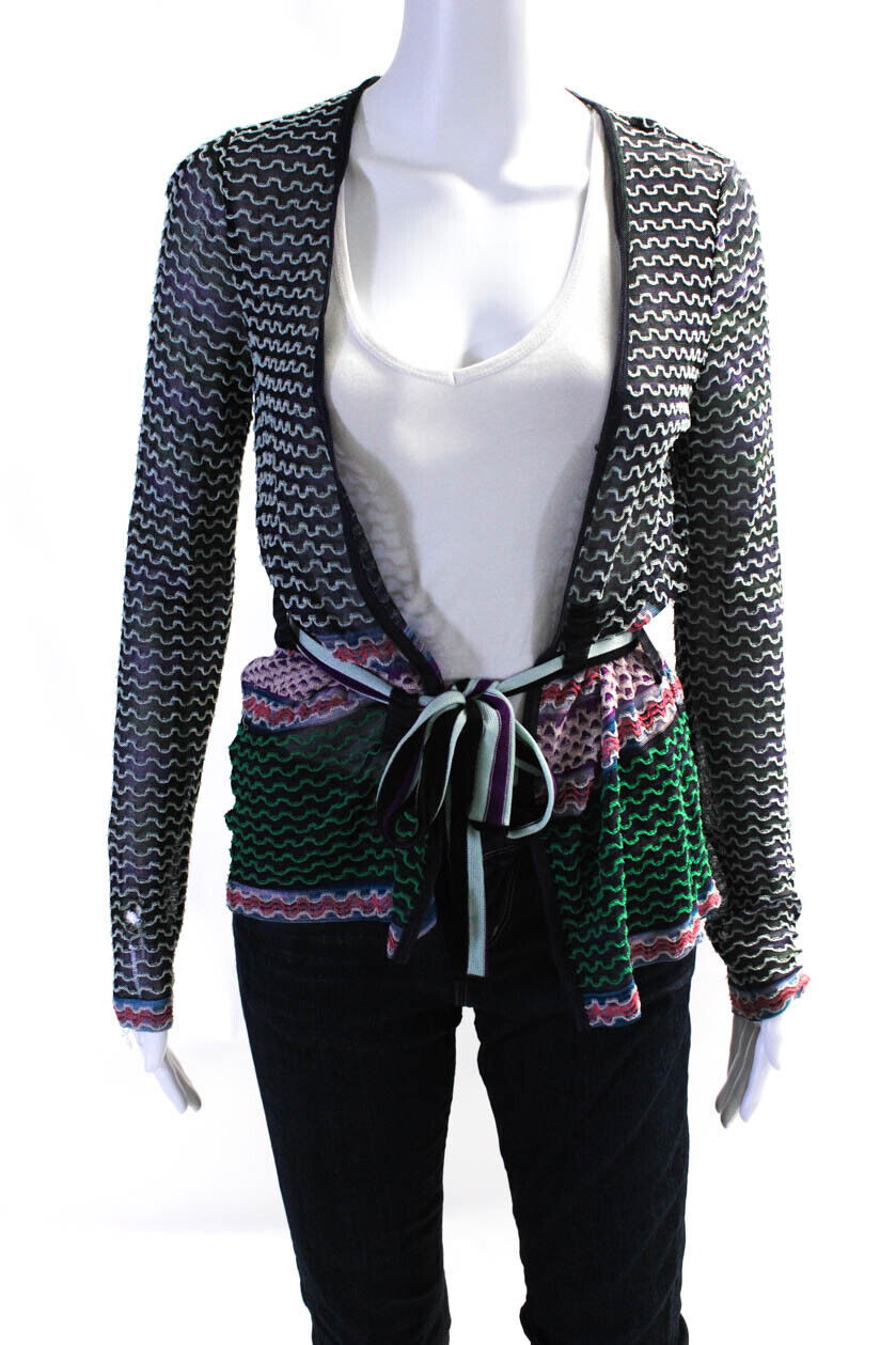 Missoni Womens Long Sleeve Textured Mesh Coverup Cardigan Multicolor Size 42