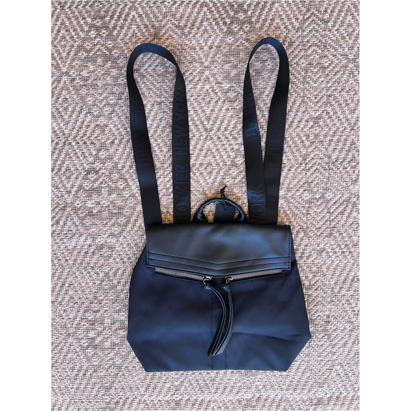 Botkier New York NWT Black Leather & Nylon Backpack Purse Convertible Bag