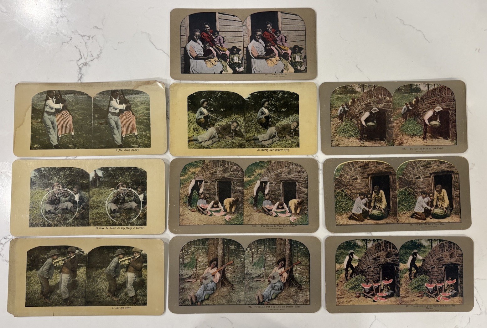 Antique Black Americana African American Stereoview Card Lot Of 10 Images