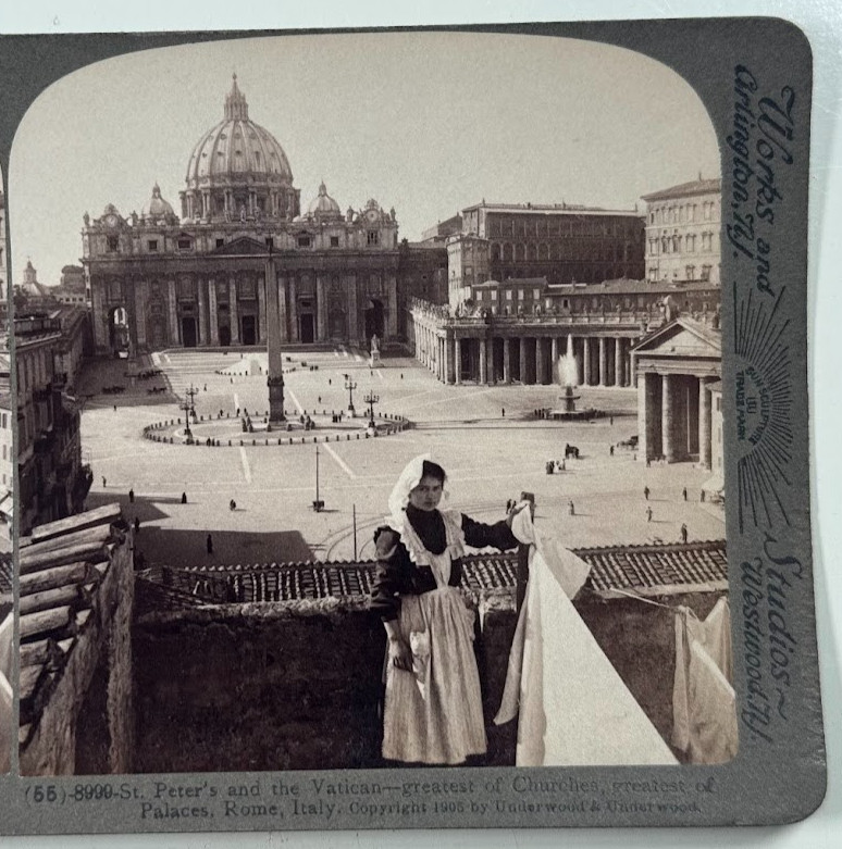 St. Peter’s Basilica and the Vatican—rome’s Greatest Church & Palaces Stereoview