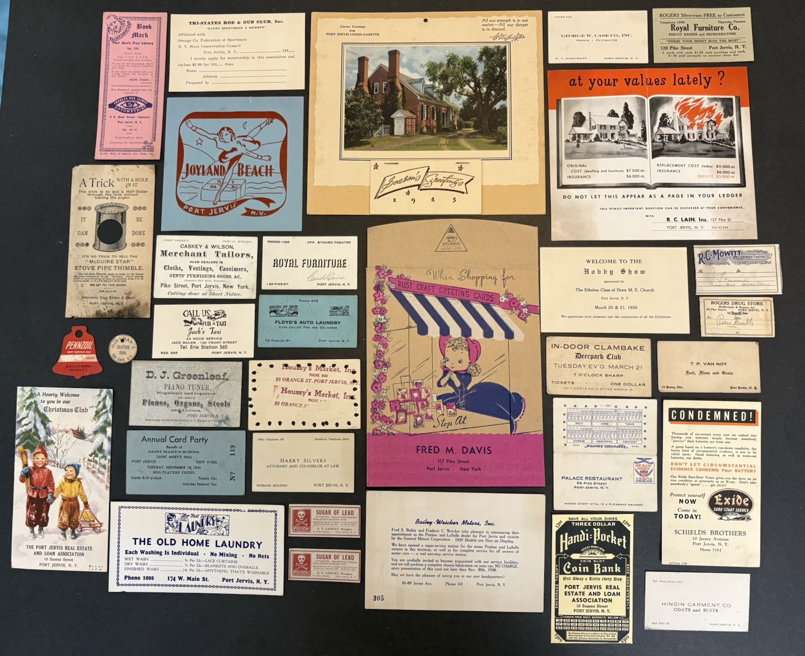 Lot Of 33 Vintage Port Jervis NY Ephemera. 