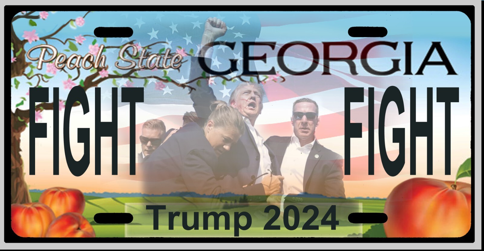L@@K Georgia Fight Fight Trump 2024 Car Vanity Tag  License Plate