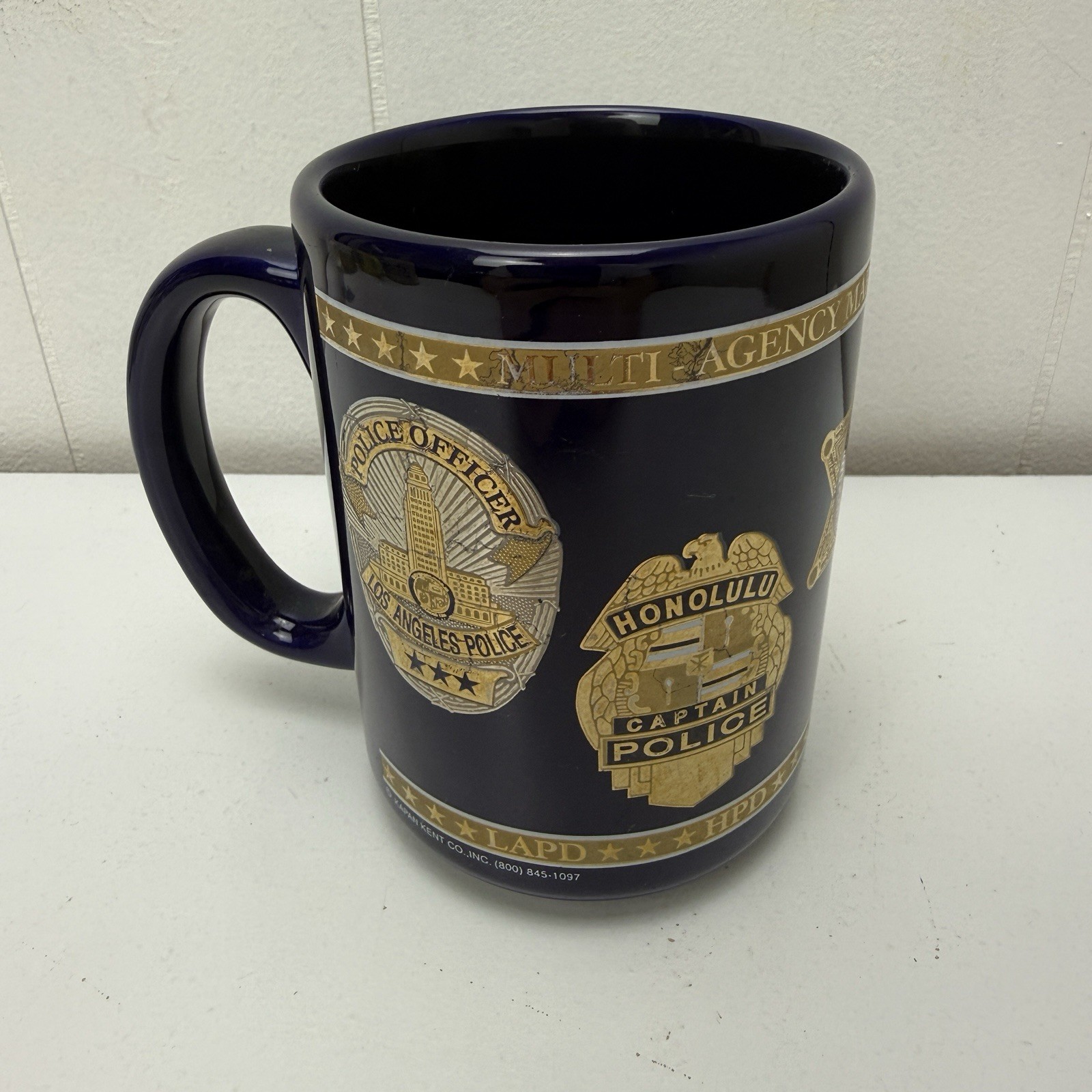 Vintage Police Mug Cup Cobalt Blue 2000 Multi Agency LAPD HPD LASD APD OPD