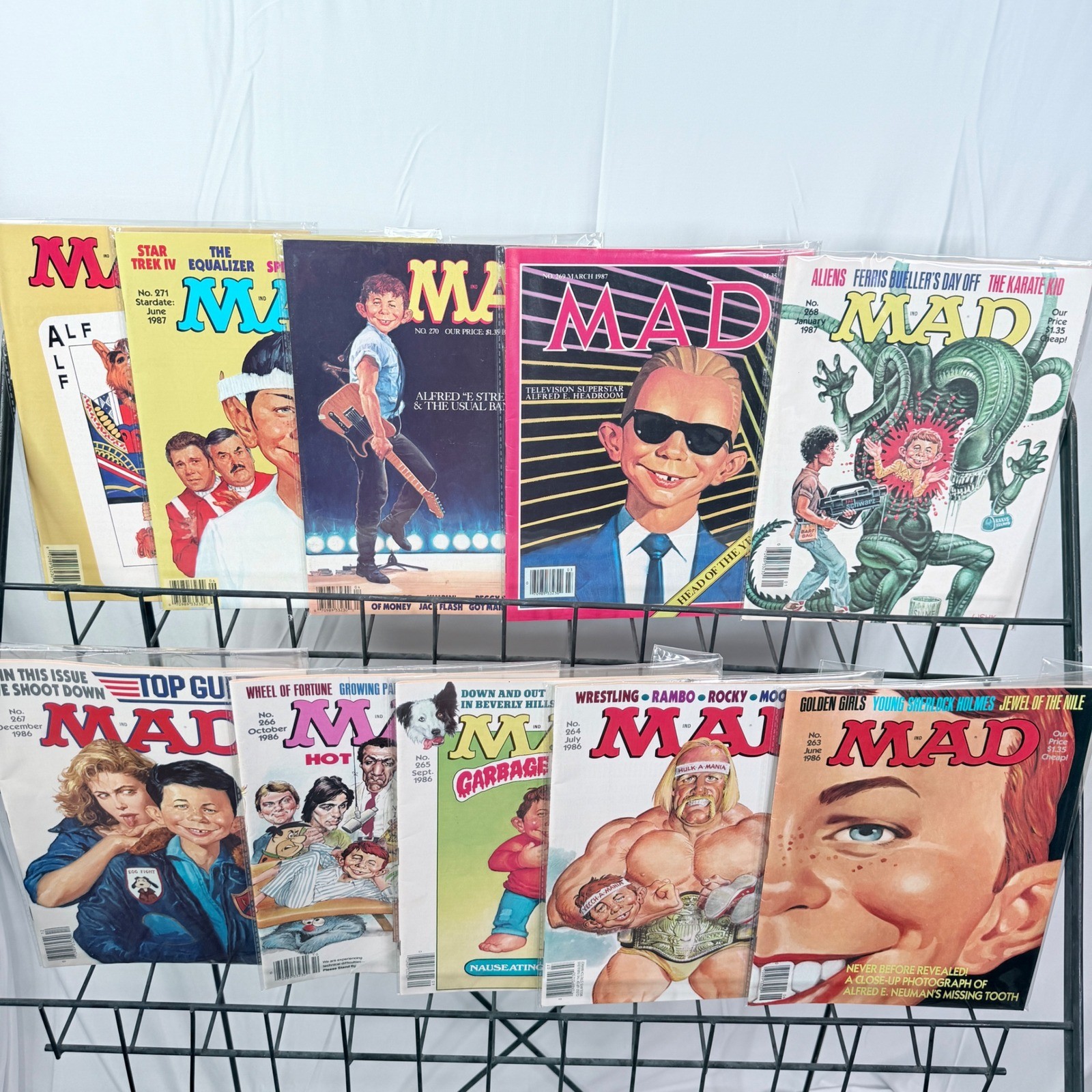 Vintage MAD Magazine 263-272 Lot 1986-87 10 Issues Hulk Hogan Max Headroom Alien