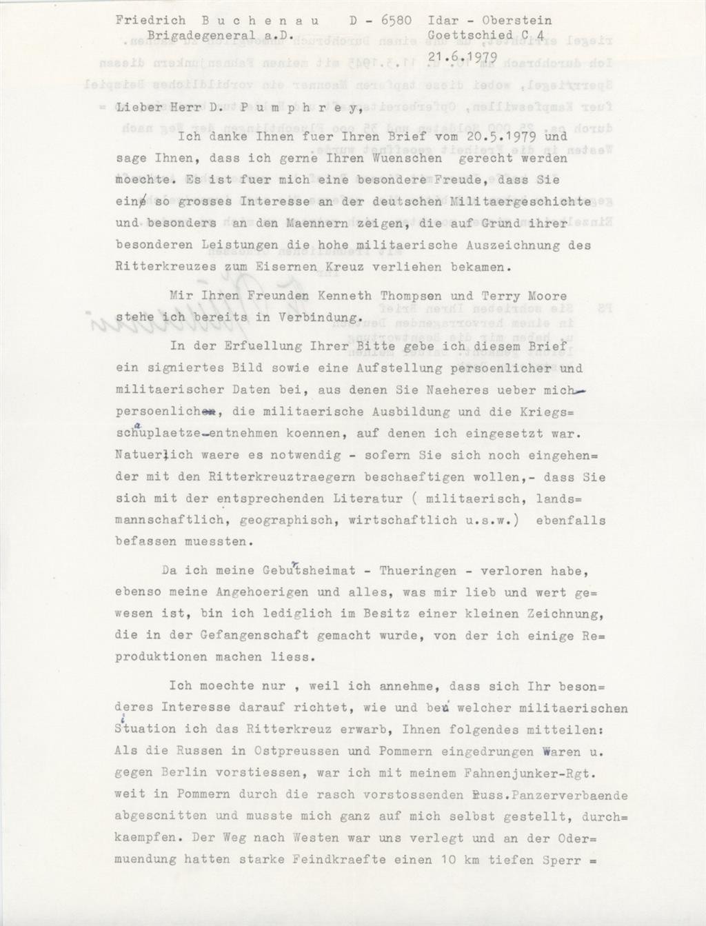 TLS from General Friedrich Buchenau (1979): Reflections on the Eastern Front