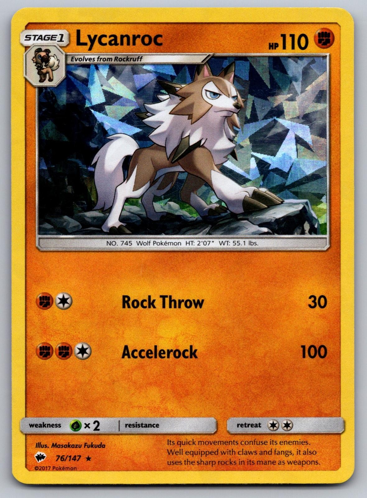 Lycanroc (Cracked Ice Holo) 76/147 Holo Deck Exclusives Pokemon Card Near Mint