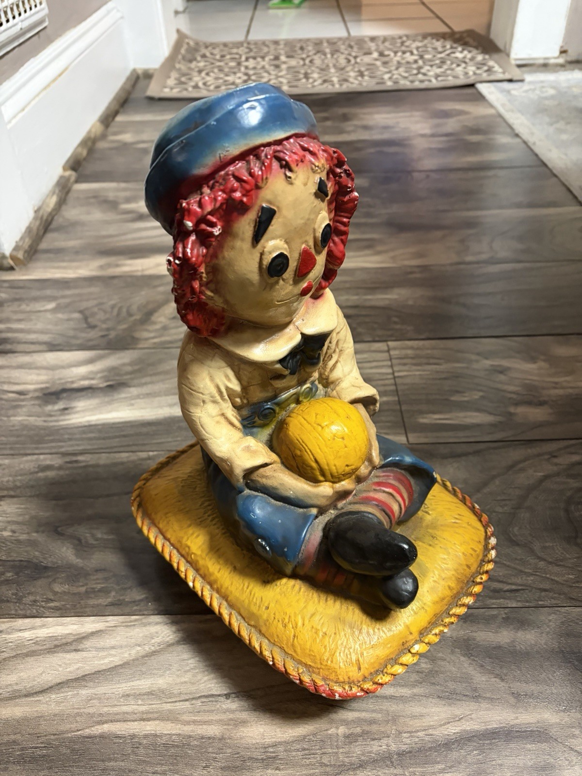 Rare Vintage 1973 Raggedy Ann & Andy Ball Chalkware Hydro Craft Room Decor 13”