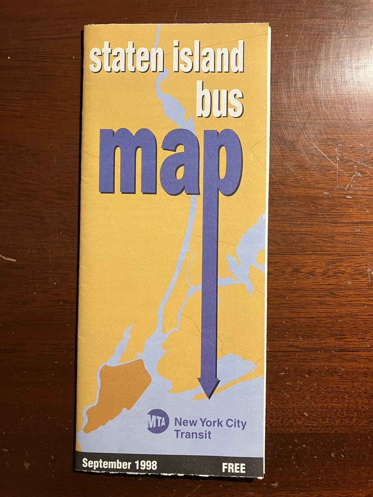 Staten Island Bus Map September 1998 1990s Vtg MTA New York City Transit