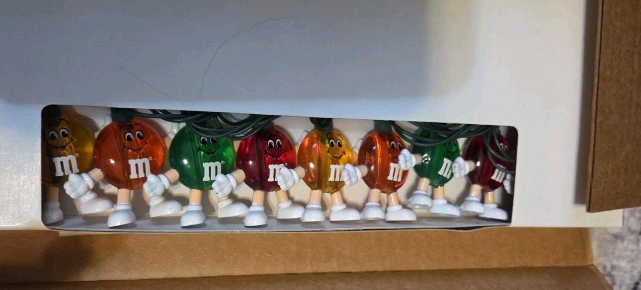 Vintage M&M's Christmas Candy Happy  20 Light Set String 2 Sets (40 Lights)
