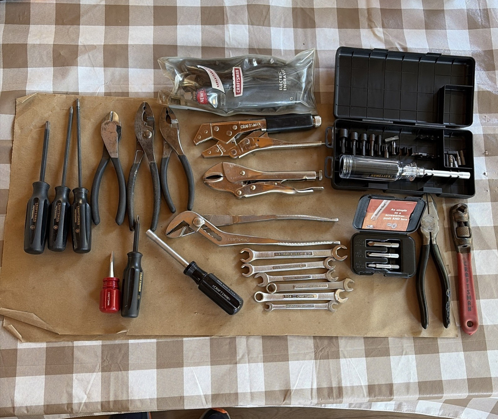 Large Lot Of Vintage Craftsman Tools - Wrenches, Pliers, Screwdrivers....
